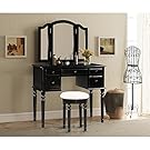 Merax Vanity Set w/ Stool Make-up Dressing Table Bedroom Dressing Table (black)