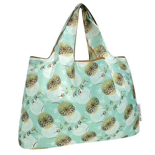 allydrew Large Foldable Tote Nylon Reusable Grocery Bags, Dandelion