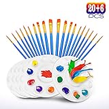 20 Pcs Paint Pallet Brushes with 6 Pcs Paint Trays