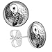 LilMents Yin Yang Owls Entwined Mens Womens Stainless Steel Stud Earrings