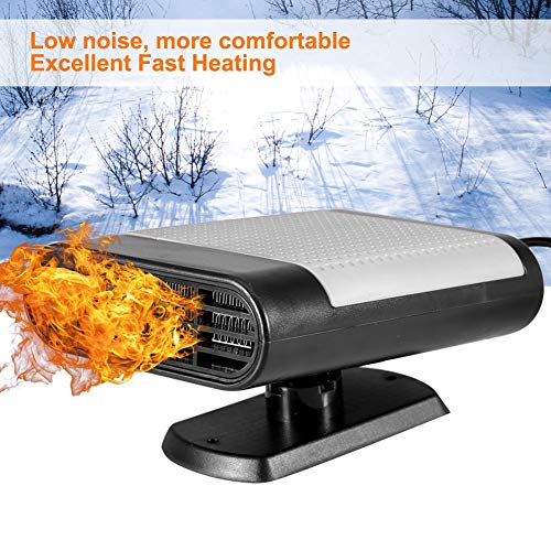 Automotive Glass Defogger, Car 12V Portable Electric Window Glass Heater Heating Dryer Windshield Fan Defroster Demister (Grey)