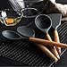 BUDNLE Silicone Kitchen Utensils 9-Piece BONUS Silicone Pastry Brush Kitchen -Heat Resistant Cooking Utensil Set with Natural Hard Wood Handle, Non-Stick, BPA Free (Dark Gray)