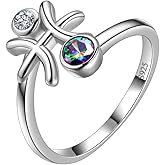 Zodiac Sign Necklace 925 Sterling Silver 12 Constellation Pendant & Rings Horoscope Astrology Jewelry Crystal Cubic Zirconia Birthday