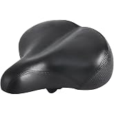 EIRONA Oversized Bike Seat &ndash; Wide &amp; Comfortable Bicycle Saddle with Memory Foam, Waterproof, Black