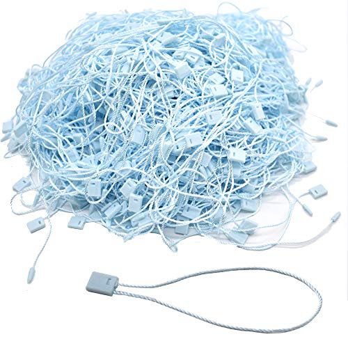 Renashed 7" 960 Pcs Colorful Hang Tag String Nylon String Snap Lock Pin Loop Fastener Hook Ties Easy and Fast to Attach (Light Blue)