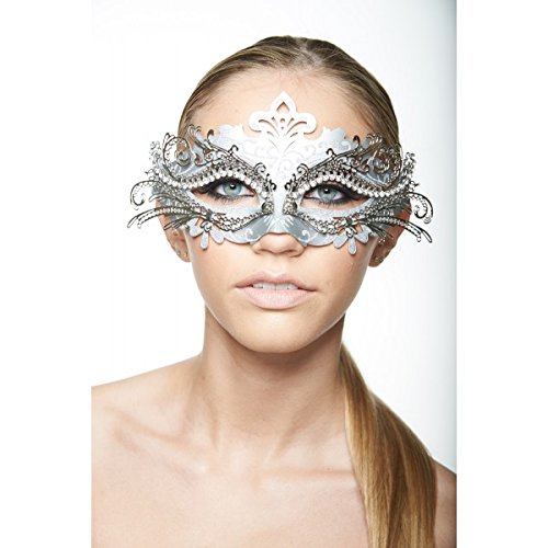 Aphrodite Luxury Venetian Masquerade Mask (Clear Rhinestones; One Size)