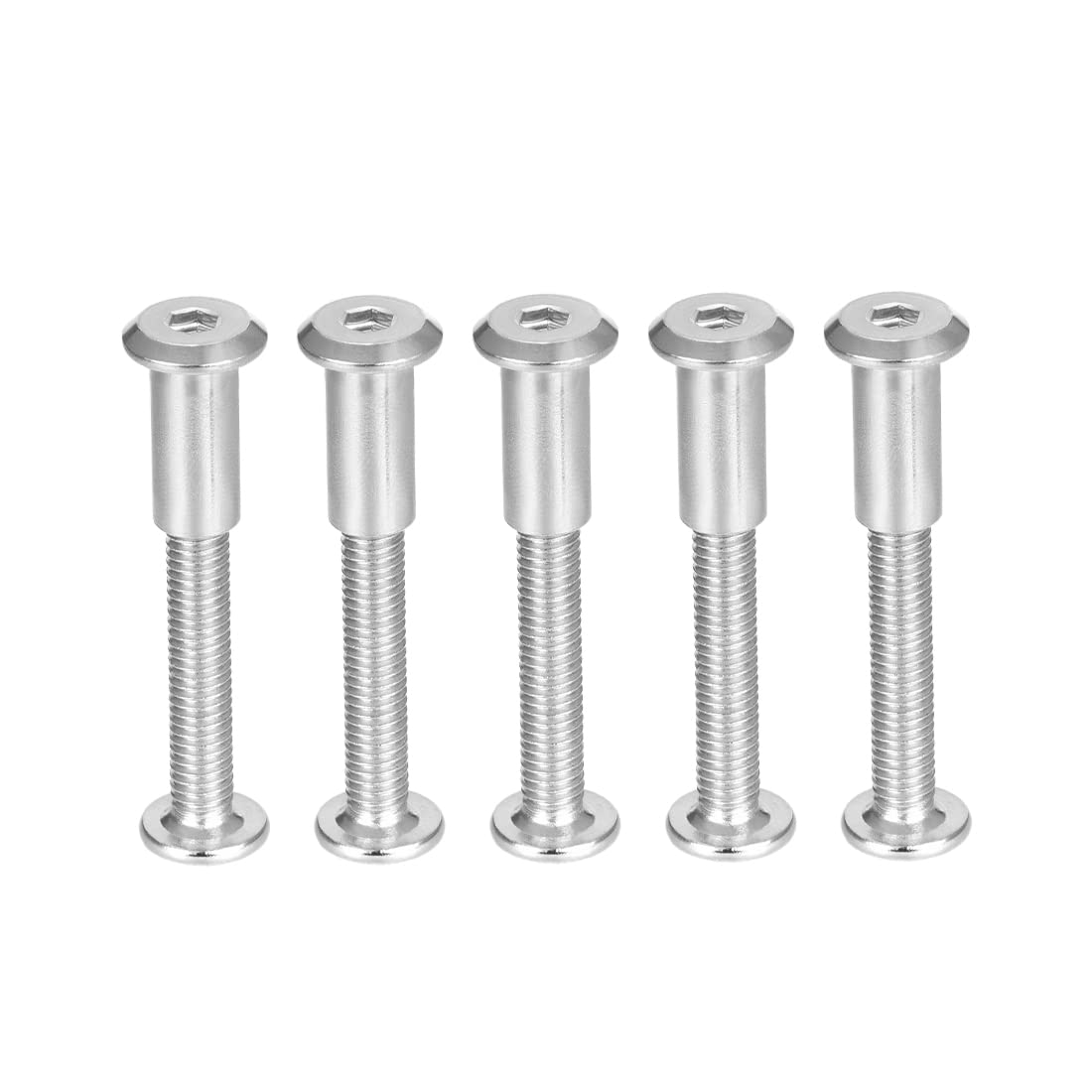 sourcing map Screw Post Fit for 5/16"(8mm) Hole Dia, Male M6x45mm, Belt Buckle Binding Bolts Leather Fastener Stainless Steel 5 Sets