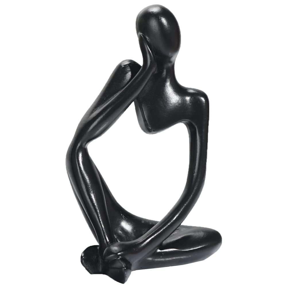 VICOPICO The Thinker Statue Ornaments Gold Decor Abstract Art Sculpture, Golden Resin Collectible Figurines For Home Living Room Bathroom Decorative Home Accessories (Black)