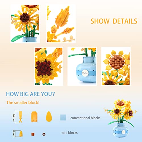 LUKHANG Flower Vase Building Set, Sunflower Vase Model Kit and Gift
