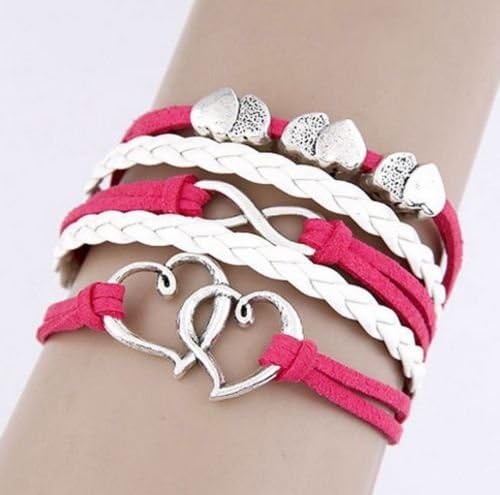 Nally Fashion Leather Multilayer Bracelet. Trendy Leather Charm Bracelet. Genuine Leather Bracelet for Teenage Girls & Young Women. Vintage Multilayer Bracelet with Stainless Steel Charms