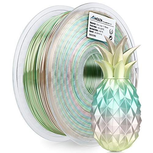 AMOLEN PLA 3D Printer Filament, 1.75mm, Silk Multicolor Rainbow 1 kg