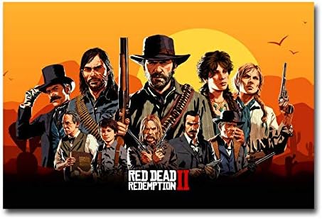 NOVELOVE Wall Art Picture Red Dead Redemption 2 Game Canvas Poster Print Painting Without Frame 20x30cm
