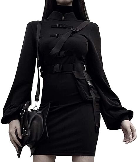 Amazon Lady Oliver レディース ワンピース 黒 長袖 きれいめ タイト ベルト ブラック 着痩せ ポーチ セット Lサイズ ワンピース チュニック 通販