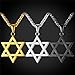 U7 Jewish Jewelry Megan Star of David Pendant Necklace 18K Gold Israel Necklace, Rope or Leather Chain, Length 22