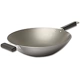 Joyce Chen 22-0060, Pro Chef Flat Bottom Wok Uncoated Carbon Steel, 14-inch