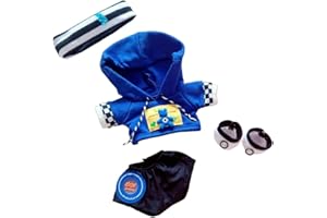 CALEMBOU 20cm Plush Doll Clothes Set, Cute Anime Plushies 5Pcs Kpop Cotton Doll Clothes for 8 inch Soft Dress up Dolls Stuffed Animals (Blue)