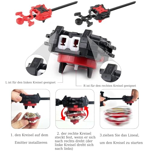 Battle for Nitro Spinning Top Box, Suitable for Ages 6+ | Battle Spinner Set, 12 Burst Gryo 2 Launchers 1 Starter Rope with Handle, Burst Spinner Box