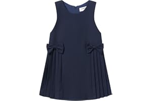 Mud Kingdom Girl School Uniform Jumper with Bow Dress Cotton Back to School