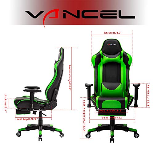 EAVANCEL-Gaming-Sedia-Gioco-Sedia-Girevole-Sedia-da-Ergonomica-meccanismo-di-inclinazione-Cuscino-Lombare-Girevole-Sedia-del-Computer-in-Pelle-PU-Verde