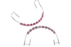 SEAVERRS 1 Pack Temporary Tooth Decoration with Metal Wires,Metal Bracket and Orthodontic Ligature Ties,props for dental students to practice. (Pink)