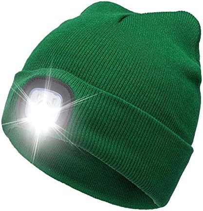 YJWB 4 LED Lighted Beanie Cap Winter Warm Hunting Hat for Night Outdoor Fishing Hiking Camping,LED Cap，USB Rechargeable LED Beanie Cap