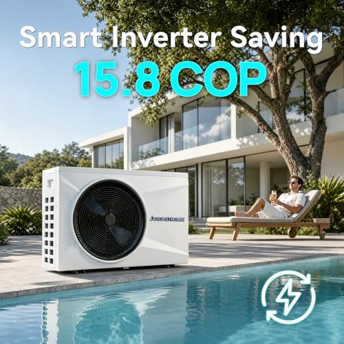 AQUASTRONG Inverter Swimming Pool Heat Pump,Pool Heater for Above Ground and Inground Heating Smart WiFi Control and Cooling Pool Heater Pools Up to, 21000 Gallons