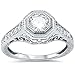 Oxford Diamond Co Sterling Silver Antique Reproduction Art Deco Bezel Set Round Cubic Zirconia Engagement Ring Sizes 5-10