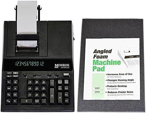 Monroe 2020PlusX 12-Digit Medium-Duty Color Printing Calculator with Foam Elevation Wedge (Calculator with Foam Elevation Wedge, Black)