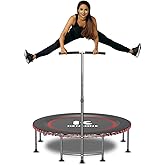 K KENSONE 40/48" Low-Impact Rebounder Trampoline for Adults with Bungee, 450/550LBS Quiet Mini Exercise Trampoline with Adjustable U/T-Shaped Foam Handle Bar, Fitness Equipment for Indoor/Gym Workout