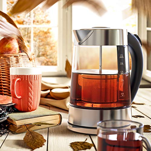 Arendo - Glas Wasserkocher mit Temperatureinstellung und Teesieb Teekocher - Einstellbare Temperaturen 40, 70, 80,100 Grad - 1,7 Liter - Abschaltautomatik - Warmhaltefunktion – Bild 8