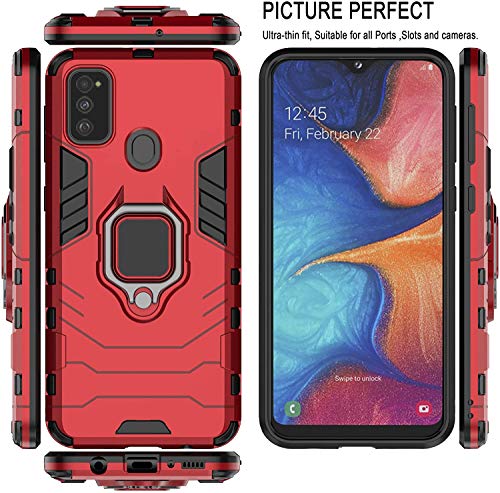 SHINESTAR Samsung M21 / M30s Case | Dual Layer Hybrid Armor Shockproof with Ring Grip Kickstand Case Cover for Samsung G