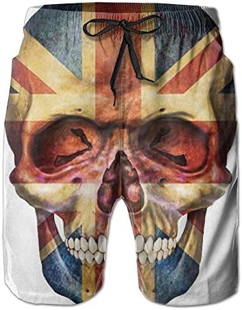 GUJL UK Flag Skull Summer Boardshort Colorful Beach Short Shorts Cute Fishing