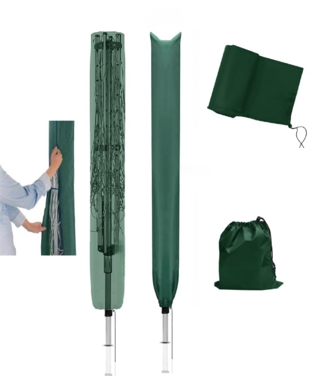 EasyShopping247®UK - Rotary Airer Cover (Green) Universal Fit with Zip and Drawstring to tighten Airer.420D Rotary Line Cover is Weather Resistant | Protection for Garden Dryer, Parasol