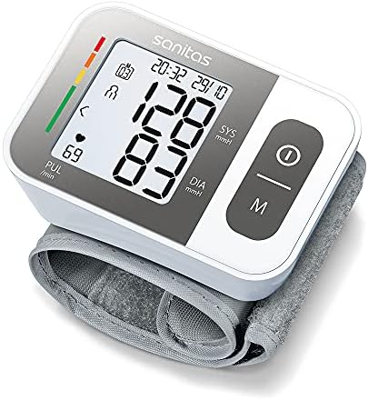 Tensiómetro de muñeca SBC 15, medición completamente automática de la presión arterial y el pulso, función de advertencia de posibles alteraciones del ritmo cardíaco