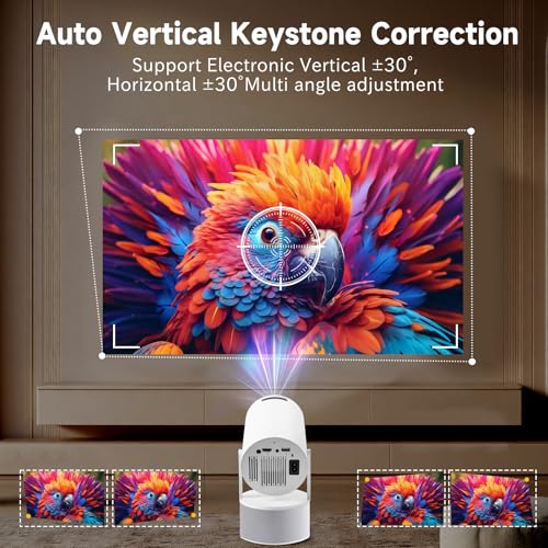 Mini Proyector 4K 1080P, Proyector Portátil con Karaoke, WiFi 6, Bluetooth 5.0, 200 ANSI, Android 11, USB y HDMI, Proyectores con Dos Micrófonos Compatible con Smartphone/Tabletas/PC/TV Stick/XBox/PS5