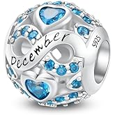 ChenYuTe Birthstone Charms for Bracelet 925 Sterling Silver Bead Charm Happy Birthday Charm Jewelry Gift for Women