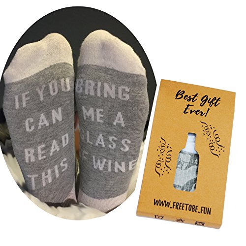Funny Wine Socks with Gift Box-“If you can read this, bring me a glass of wine”