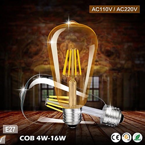 TIANLIANG04 Cheap Edison LED Lamp 220V E27 ST64 4W 8W 12W 16W LED Filament Light 110V Edison Bulbs Retro Glass Retro Candle Lighting Gold,ST64 Transperent-16W-Warm White [Energy Class A++]
