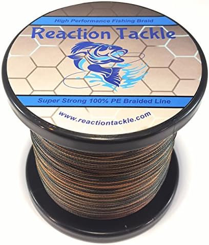 Reaction Tackle High Performance Camouflage Braided Fishing Line Green Camouflage, 50LB 300 yards-CG