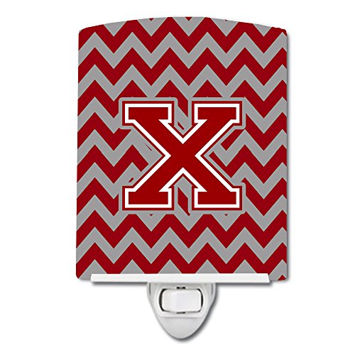 Caroline's Treasures CJ1049-XCNL Letter X Chevron Maroon and White Ceramic Nigh…