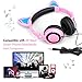 Cat Ear Kids Headphones,DICEKOO Flashing Glowing Cosplay Fancy Cat Ear Headphones Foldable Over-Ear Gaming Headsets Earphone with LED Flash Light for Girls Boys Phone Tablet (Pink)
