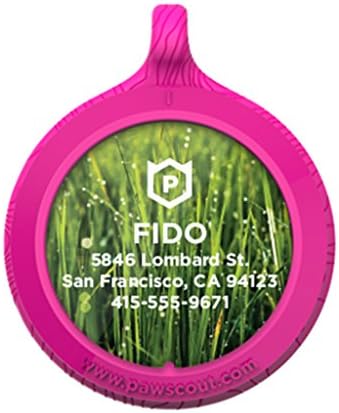 Personalized Pawscout Smart Tag for Dogs and Cats - Pink with Grass Nameplate