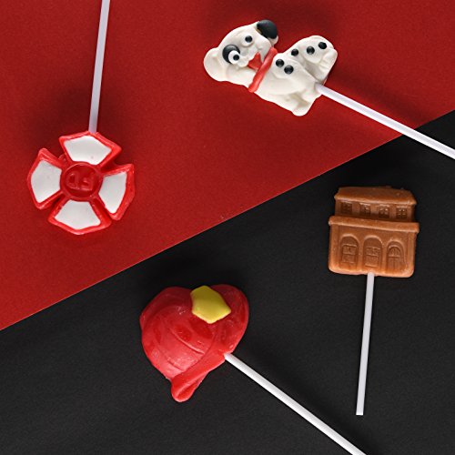 image for PREXTEX Firefighter Themed Lollipops Fire Shaped Suckers Pack of 8 Pop