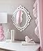 Decorative Oval Wall Mirror, White Wooden Frame for Bathrooms, Bedrooms, Dressers, and Antique Princess Décor, Large