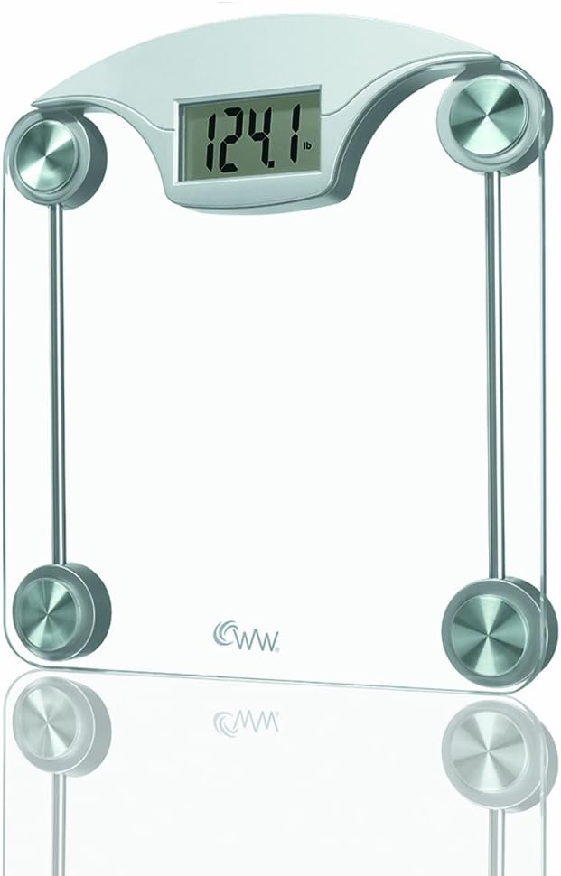 WW Scales by Conair Digital Glass Weight Scale with Contemporary Silver Finish Bathroom Scale, 400 Lbs. Capacity: Health & Personal Care