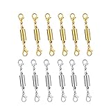 Dsmile Pack of 12pcs Gold Color and Silver Color Magnetic Lobster Clasp for Jewelry Necklace Bracelet