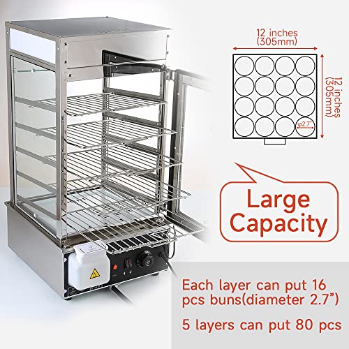 110 Volt Chef Prosentials Bun steamer electric food display automatic temperature control 5 layers display Stainless Steel Bun Steamer For Kiosk