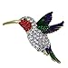 Large Hummingbird Crystal Brooch Pin with Sparkly Multicolor Rhinestones, Unique Bird Costume Jewelry or Hummingbird Gift for Women