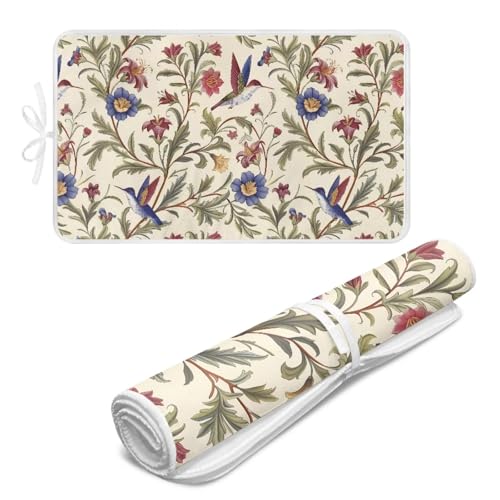 Wetoricau Hummingbird Flower Scrollwork Print Ironing Mat Blanket Heat Resistant Small Ironing Board Thick Ironing Pad Ironing Board Alternative Cover(31.5 x 19.7 inches)