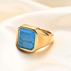 MYNENEY 14K Gold/Silver/Black Plated Square Signet